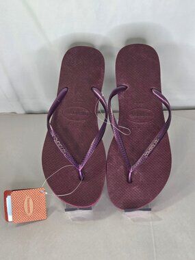 Havaianas Slim Square Logo Popup Sandal Purple Soil